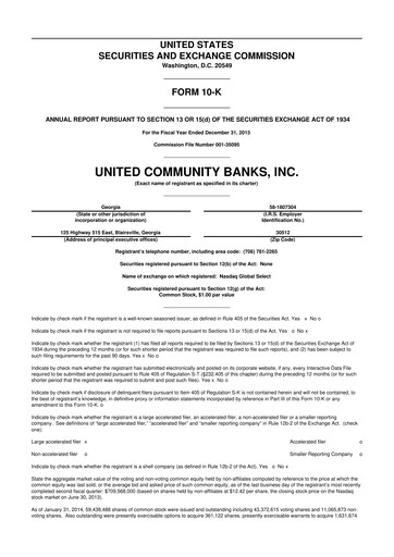 Thumbnail United Community Bank 10-K Annual Report 