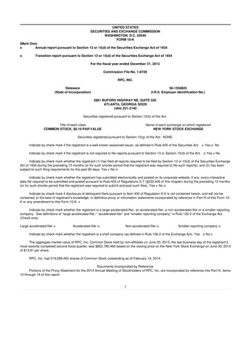 Thumbnail RPC, Inc. 10-K Annual Report 2013