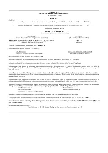 Thumbnail Otter Tail 10-K Annual Report 2013