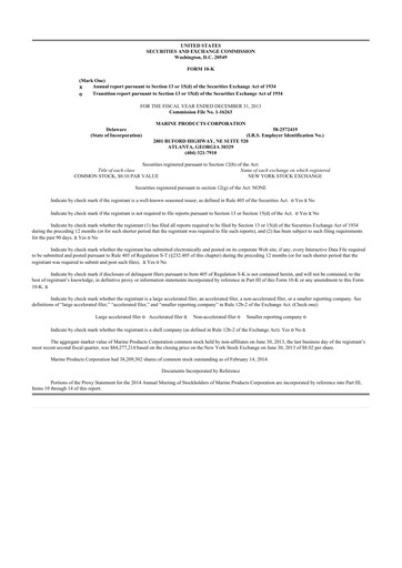Thumbnail Marine Products Corporation 10-K Annual Report 2013