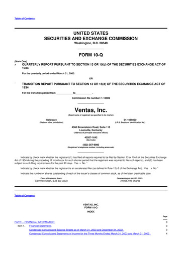 Thumbnail Ventas 10-Q Quarterly Report FY 