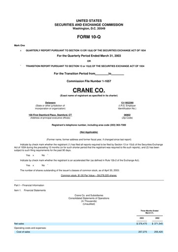 Thumbnail Crane NXT 10-Q Quarterly Report FY 