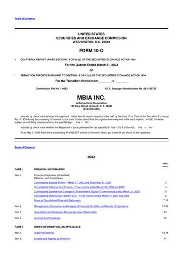Thumbnail MBIA 10-Q Quarterly Report FY 