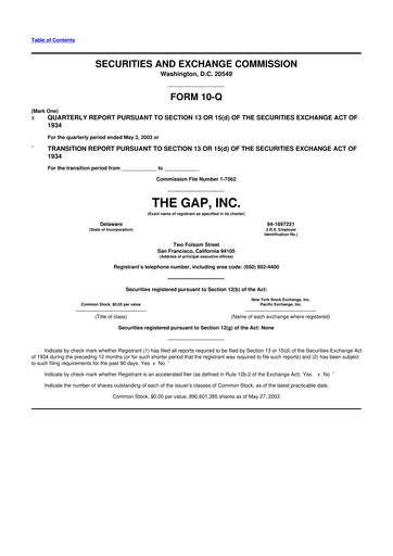 Thumbnail Gap Inc.
 10-Q Quarterly Report FY 