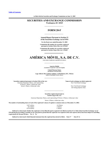 Thumbnail America Movil 20-F Annual Report 