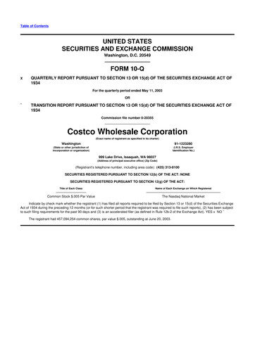Thumbnail Costco 10-Q Quarterly Report FY 
