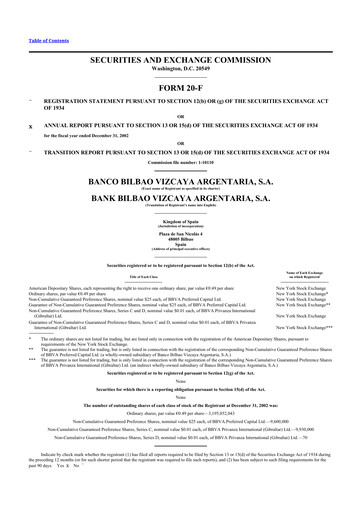 Vorschaubild Banco Bilbao Vizcaya Argentaria 20-F Jahresbericht 