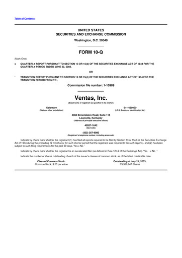 Thumbnail Ventas 10-Q Quarterly Report FY 