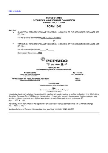 Thumbnail Pepsico 10-Q Quarterly Report FY 
