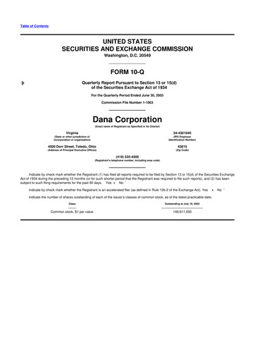 Thumbnail Dana Incorporated 10-Q Quarterly Report FY 