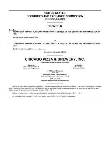 Thumbnail BJ's Restaurants
 10-Q Quarterly Report FY 