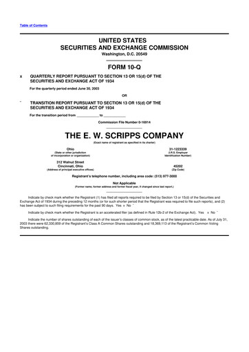 Thumbnail E. W. Scripps Company
 10-Q Quarterly Report FY 