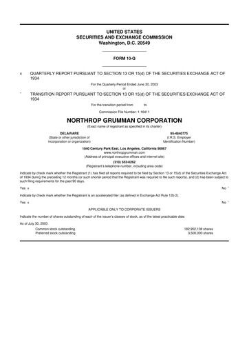 Thumbnail Northrop Grumman 10-Q Quarterly Report FY 