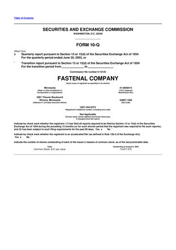 Thumbnail Fastenal 10-Q Quarterly Report FY 