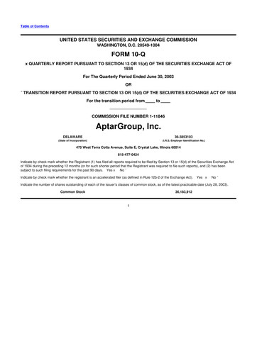 Thumbnail AptarGroup 10-Q Quarterly Report FY 