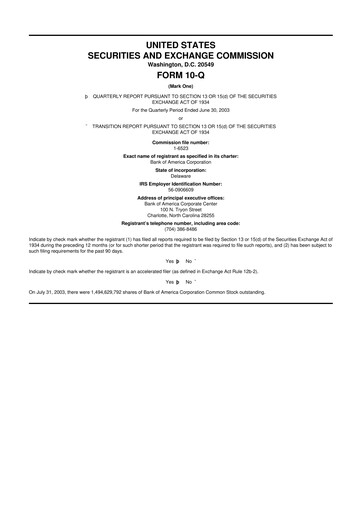 Thumbnail Bank of America  10-Q Quarterly Report FY 