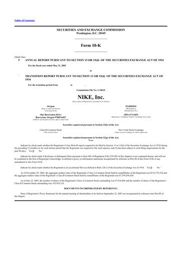 Thumbnail Nike 10-K Annual Report 