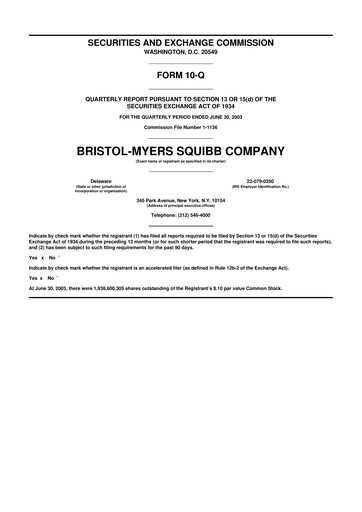 Thumbnail Bristol-Myers Squibb 10-Q Quarterly Report FY 