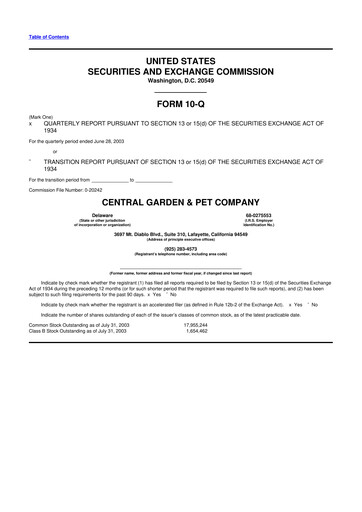 Vorschaubild Central Garden & Pet 10-Q Quartalsbericht  