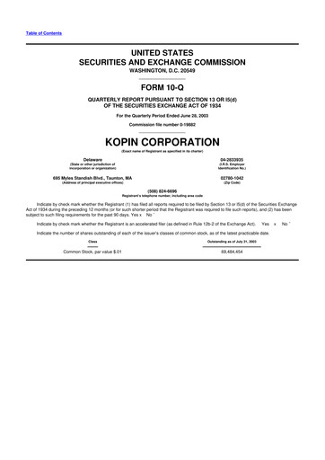 Thumbnail Kopin Corporation
 10-Q Quarterly Report FY 