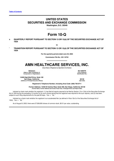 Thumbnail AMN Healthcare Services 10-Q Quarterly Report FY 