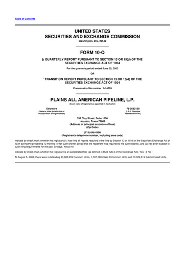 Thumbnail Plains All American Pipeline 10-Q Quarterly Report FY 