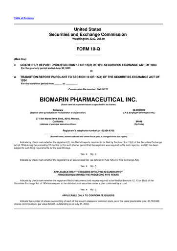 Thumbnail BioMarin Pharmaceutical 10-Q Quarterly Report FY 