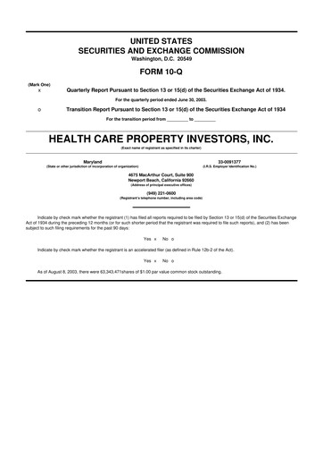 Thumbnail Healthpeak Properties
 10-Q Quarterly Report FY 