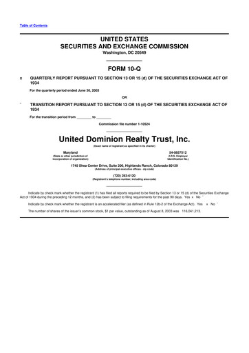 Thumbnail UDR Apartments 10-Q Quarterly Report FY 