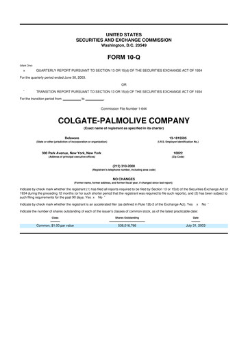 Thumbnail Colgate-Palmolive 10-Q Quarterly Report FY 