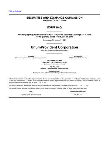 Thumbnail Unum 10-Q Quarterly Report FY 