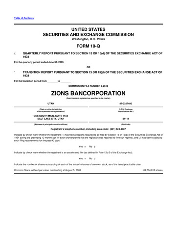 Thumbnail Zions Bancorporation
 10-Q Quarterly Report FY 