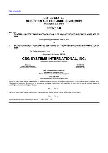 Thumbnail CSG International
 10-Q Quarterly Report FY 