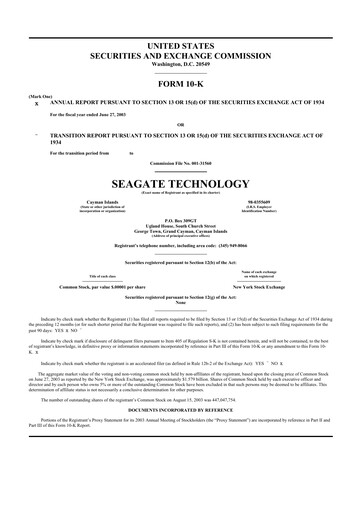 Thumbnail Seagate Technology 10-K Annual Report 