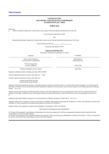 Thumbnail Cisco 10-K Annual Report 