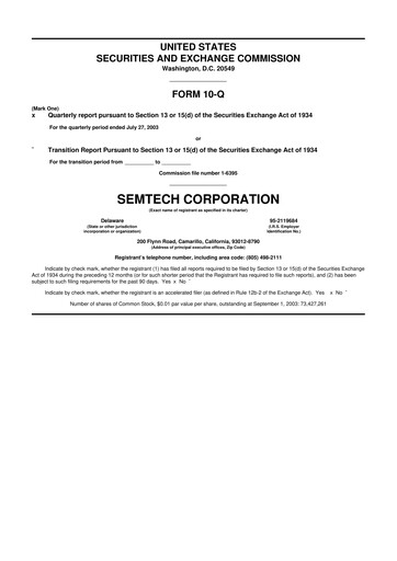 Vorschaubild Semtech 10-Q Quartalsbericht  