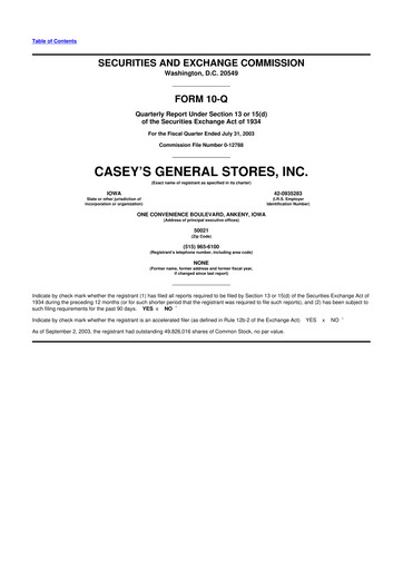 Thumbnail Casey's General Stores
 10-Q Quarterly Report FY 