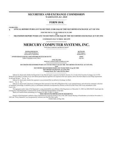 Thumbnail Mercury Systems 10-K Annual Report 