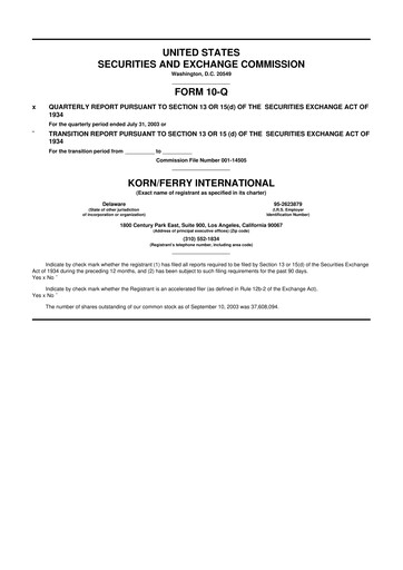 Miniature Korn Ferry
 10-Q Rapport trimestriel  