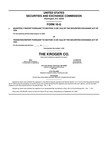 Vorschaubild Kroger 10-Q Quartalsbericht  