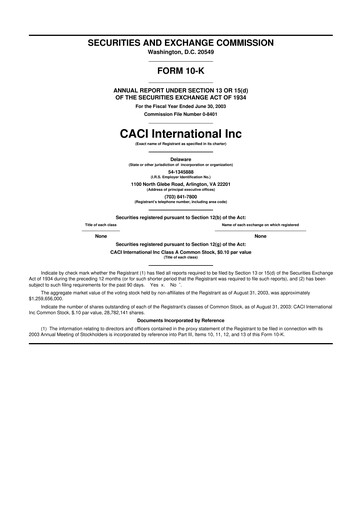 Thumbnail CACI International Inc 10-K Annual Report 