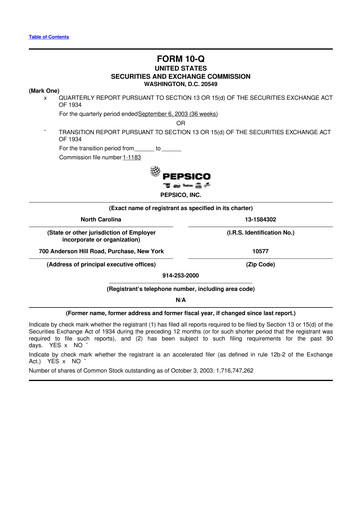 Thumbnail Pepsico 10-Q Quarterly Report FY 