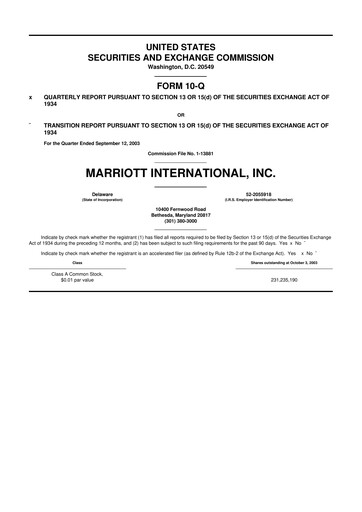 Thumbnail Marriott International 10-Q Quarterly Report FY 