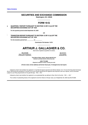 Vorschaubild Arthur J. Gallagher & Co.
 10-Q Quartalsbericht  