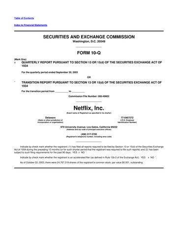 Vorschaubild Netflix 10-Q Quartalsbericht  