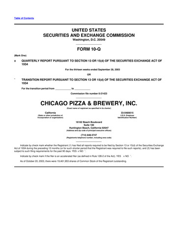 Thumbnail BJ's Restaurants
 10-Q Quarterly Report FY 