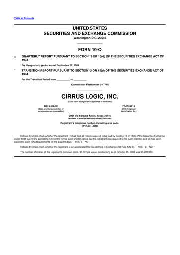 Thumbnail Cirrus Logic
 10-Q Quarterly Report FY 