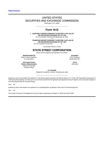 Thumbnail State Street Corporation
 10-Q Quarterly Report FY 