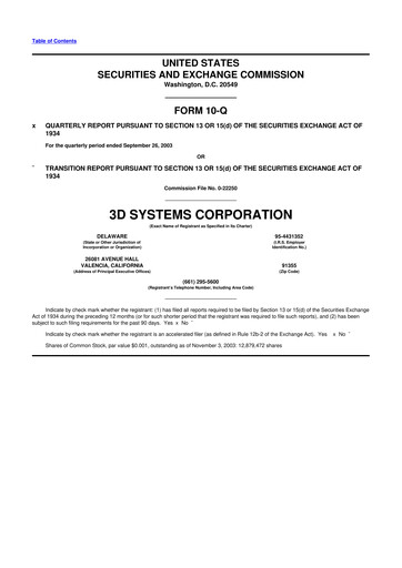 Vorschaubild 3D Systems 10-Q Quartalsbericht  