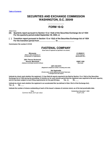 Thumbnail Fastenal 10-Q Quarterly Report FY 